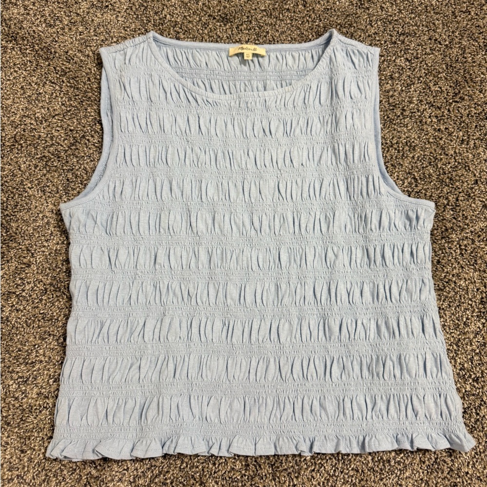 Light Blue Sleeveless Smocked Tank Top - Madewell